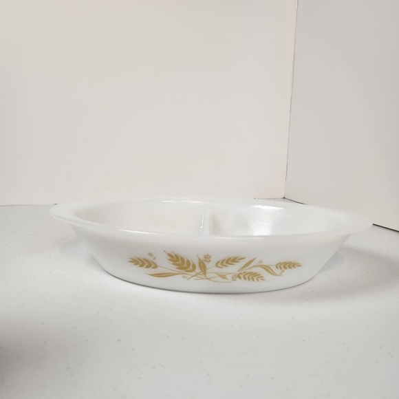 Vintage Sears Divided Baking Serving Vegetable Casserole Dish Wheat Pattern 70s - Picture 8 of 8